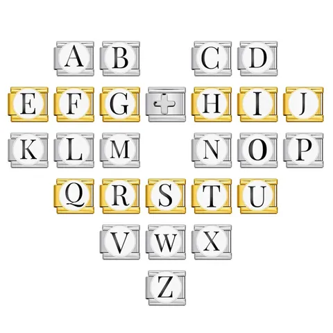 Module Charm Italien Lettre Ronde en Acier Inoxydable Accessoire de Lien de Bracelet de Splicing DIY Bijoux Alphabet A-Z