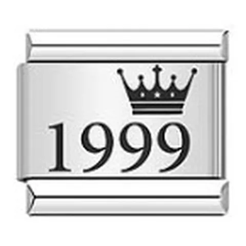 Edelstahl Italienisches Charm-Glied Armband Zubehör Laser Graviert Krone Jahr Muster Personalisiertes Jubiläumsgeschenk DIY Schmuck
