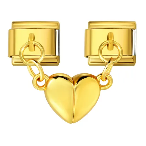Italian Charm Modular Bracelet Accessory Stainless Steel Magnetic Heart Link DIY Jewelry Splicing Magnetic Pendant Charms