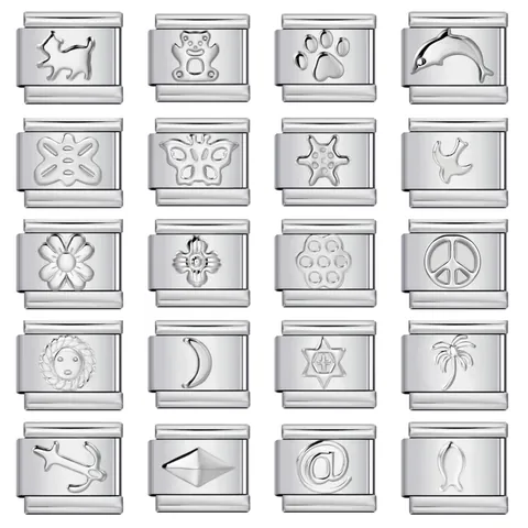 Italienisches Charm Armband Glied Edelstahl DIY Modular Geprägtes Muster Silber Glied Für Personalisierten Schmuck Herstellung