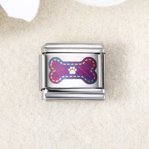 Edelstahl Italian Charm Link UV Laser-Graviert DIY Modulare Armband Glieder Schmuckherstellung Blume Herz Muster