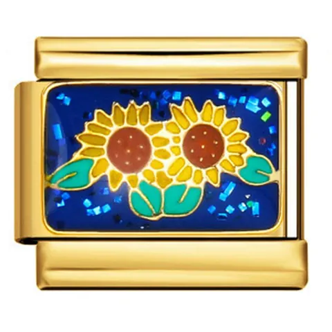 Charm Italiani Bracciale Links Fai da Te Oro Acciaio Inossidabile Blu Smalto Stella Luna Cuore Animale Fiore Modulare Rimovibile Gioielli