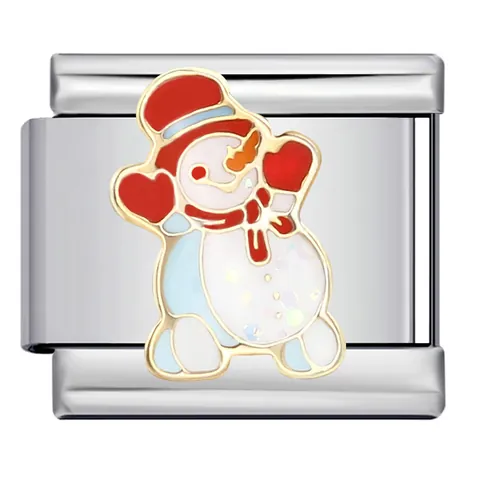 Serie de Navidad de Acero Inoxidable Enlaces de Italian Charm para Pulsera Elástica Modular DIY Accesorios de Joyería de Esmalte para Regalo de Mujer