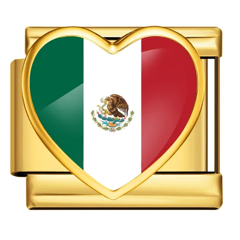 Eslabón de Amuleto Italiano de Corazón de Bandera Nacional de Acero Inoxidable Para DIY Pulsera Modular Accesorio Oro Plata Amuleto Joyería