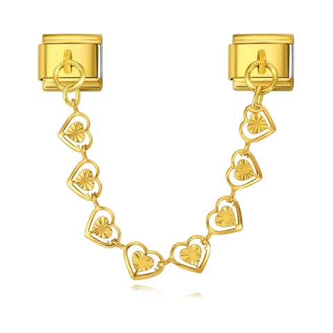 Acero Inoxidable Corazón Charm Italiano Pulsera Cadena de Seguridad DIY Colgantes Eslabones Elásticos Oro Plata Joyería
