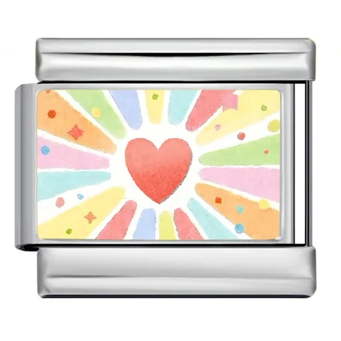 Eslabón de Charm Italiano de Acero Inoxidable Para Pulsera DIY Corazón Sol Estrella Mariposa Patrón Colorido Charm de Joyería