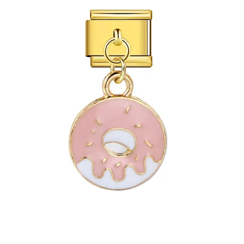Italienischer Armband Link Lebensmittel Serie Anhänger Edelstahl Emaille Burger Pommes Donut Croissant DIY Schmuck Zubehör