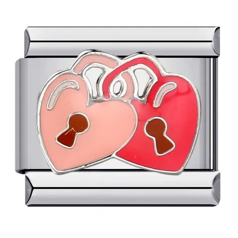 Eslabón de Amuleto Modular de Estilo Italiano de Acero Inoxidable con Corazón de Esmalte para Joyas DIY Mujer