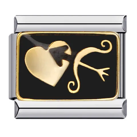 Link per Bracciale Italian Charm in Acciaio Inossidabile Smaltato Nero Oro Fai da Te Accessori per Gioielli da Donna Uomo Regalo