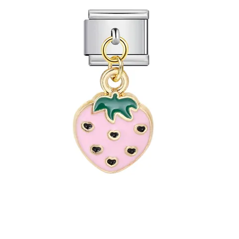 Charm Modular Italiano de Acero Inoxidable Lindo Colgante de Fruta Accesorio de Pulsera DIY Oro Plata Fresa Manzana Piña Limón Charm para Hacer Joyas