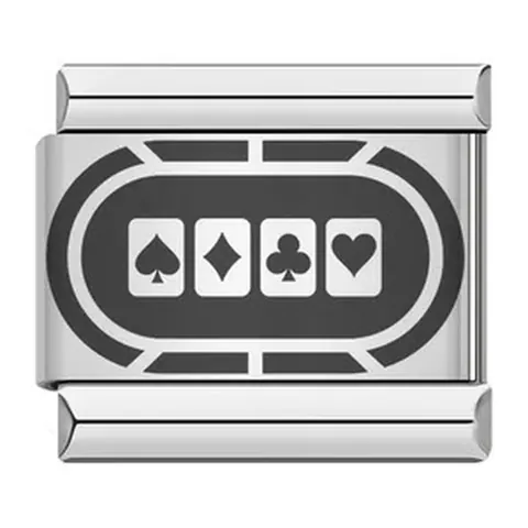 Modulo Charm Italiano in Acciaio Inossidabile Tema Casinò Gioco d'Azzardo Fortunato 777 Poker Dadi Slot Machine DIY Bracciale Elastico