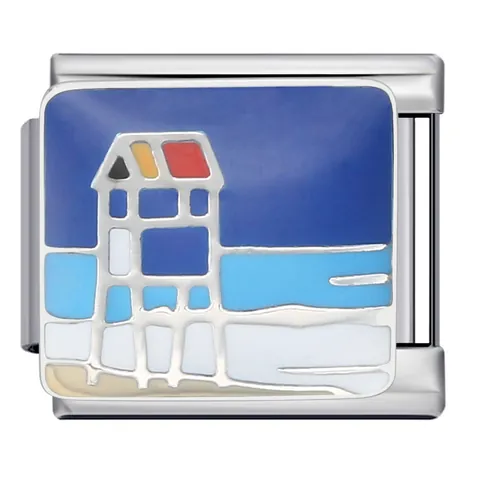 Maglia Charm Modulare Italiana in Acciaio Inossidabile Blu Smalto a Goccia DIY Accessori Gioielli per Bracciale Uomo Donna