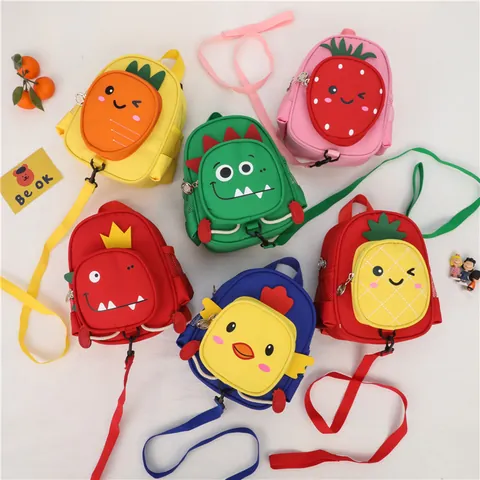 Korean Style Cartoon Toddler Backpack With Safety Traction Rope Waterproof Kindergarten School Bag For Boys Girls