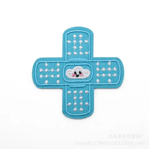 Cartoon Band-Aid Shape Embroidered Patch Cute Heart Star Moon Pattern DIY Iron-On Cloth Patch Clothing Bag Decoration Accessories