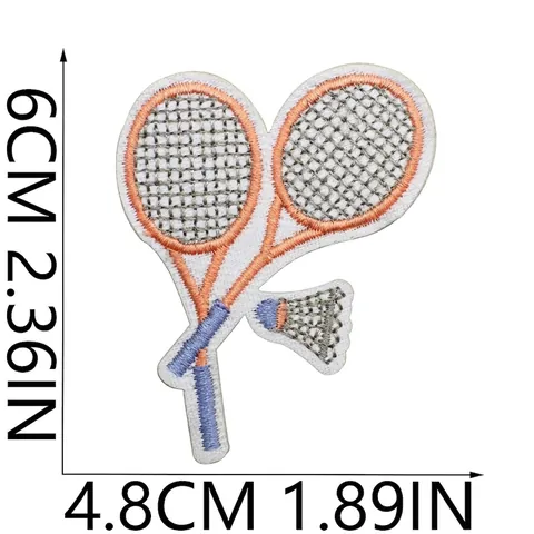 Sports Theme Cartoon Embroidered Patches Badminton Basketball Football Volleyball Racket Patches For Clothes Decoration DIY Sewing Applique