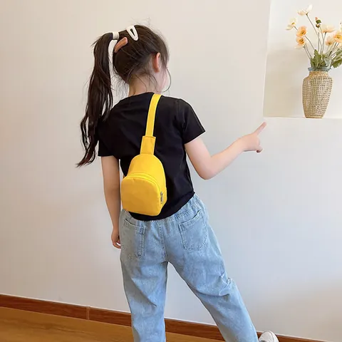 Kids Chest Bag Lightweight Oxford Cloth Small Crossbody Bag For Boys Girls Cute Solid Color Unicorn Mini Waist Bag For Daily