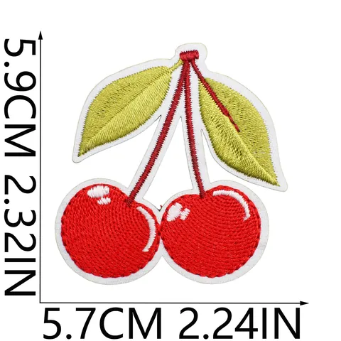Cherry Embroidery Patch Iron On Badges For Clothing Bags DIY Applique Red Fruit Lips Dice Embroidered Patches Decorative Accessories