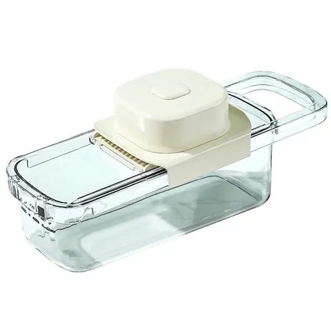 Trancheuse à Légumes Multifonction Râpe Avec Protège-Mains Récipient Transparent Lames en Acier Inoxydable 420 Mandoline pour Pommes de Terre Carottes Concombres