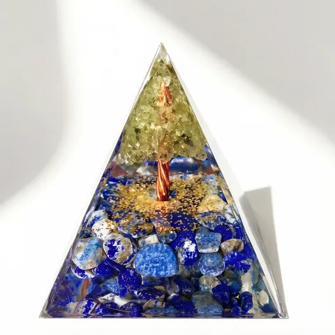 5cm Orgonite Pyramid Natural Crystal Stone Resin Energy Generator Healing Meditation Reiki Home Office Desktop Decor Crafts Gift