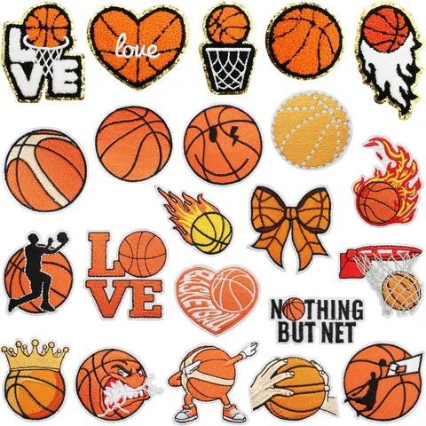 Basketball Theme Embroidered Patches Sporty Basketball Iron On Patches For Children Clothing Decoration Cartoon Badges