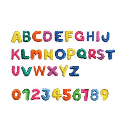 Mini Alphabet Number Embroidery Patches Colorful Polyester Letter Patches For DIY Clothing Bag Decoration Small Embroidered Applique Badges For Craft Supplies