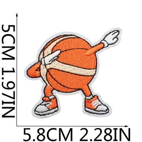 Basketball Theme Embroidered Patches Sporty Basketball Iron On Patches For Children Clothing Decoration Cartoon Badges