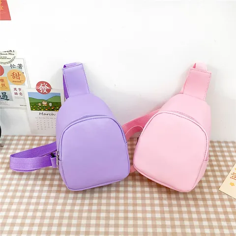 Kids Cute PU Leather Chest Bag Waterproof Mini Crossbody Bag For Girls Kindergarten Children Fashion Accessory Snack Shoulder Bag