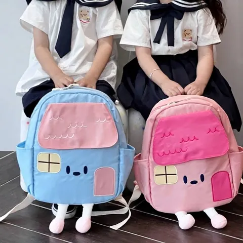 Cute Cartoon House Kids Backpack For Kindergarten Large Capacity Creamy Farm Style Lightweight Children School Bag For Boys Girls