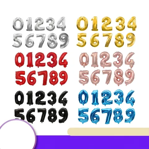 Large Metallic Aluminum Foil Number Balloons 0-9 Chubby Digital Balloons For Birthday Wedding Anniversary Proposal Party Decoration