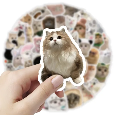 Cute Realistic Cat Dog Doodle Stickers Waterproof PVC DIY Decorative Decals For Laptop Luggage Stationery Cup Water Bottle