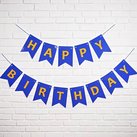 Banner di Buon Compleanno a Coda di Rondine in Lamina d'Oro Gagliardetto in Carta Colorata per Decorazione di Compleanno Sfondo Parete