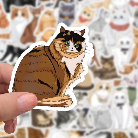 Cartoon Handgezeichnete Niedliche Katzen Aufkleber Wasserdichte Vinyl Abziehbilder Für Laptop Trinkflasche Koffer Tagebuch