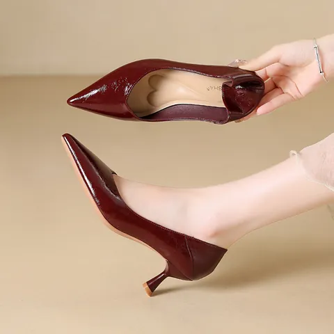 Women's Pointed Toe High Heels Office Career Stiletto Pumps Soft PU Leather Sexy Shallow Mouth Slip On Single Shoes