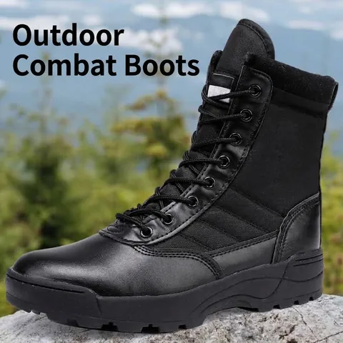 Stivali Tattici Uomo Donna Traspiranti Taglio Alto Combattimento Escursionismo Antiscivolo Resistenti Usura Pelle Sintetica Nylon Scarpe Outdoor