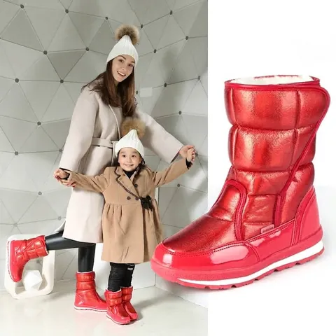Winter Schneestiefel Für Damen Kinder Wasserdicht Gesteppt Pailletten Metallisch Mit Künstliche Wolle Rutschfest Schuhe
