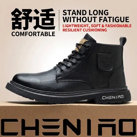 Men Leather Safety Shoes Waterproof Non-Slip Chef Work Boots Anti-Smash Puncture Proof Industrial Safety Shoes