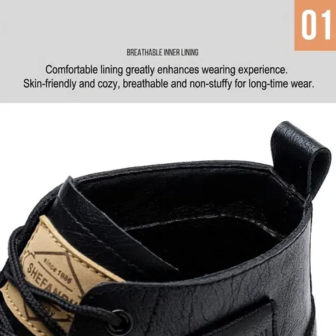 Men Leather Safety Shoes Waterproof Non-Slip Chef Work Boots Anti-Smash Puncture Proof Industrial Safety Shoes
