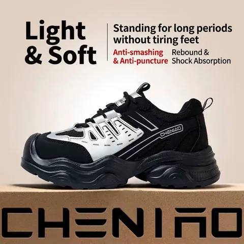 Women's Safety Shoes Steel Toe Work Shoes Microfiber Leather Steel Wire Cloth Breathable Anti-Smash Anti-Puncture Sneakers