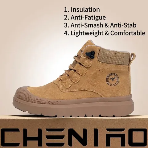 Men High-top Safety Work Shoes Anti-smash Anti-puncture Suede Leather 6KV Insulated Breathable Protective Steel Toe Work Boots