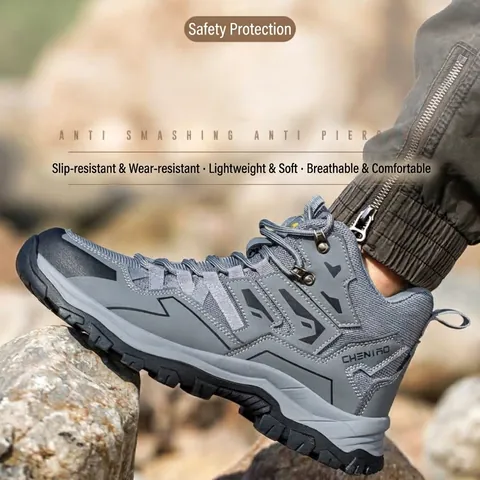 Herren Sicherheitsschuhe Stahlkappe Anti-Smashing Anti-Punktion Arbeitsschuhe Atmungsaktiv Mikrofaser Leder Industrie Sicherheitsstiefel