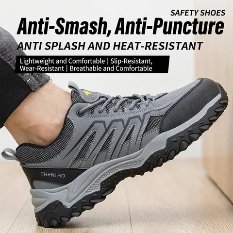Safety Shoes Men Steel Toe Cap Puncture Proof Breathable Work Boots Lightweight Anti-slip Industrial Protective Footwear