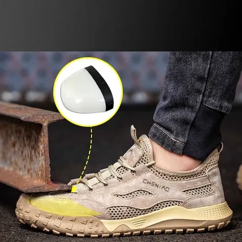 Herren Sicherheitsschuhe Atmungsaktive Mesh Stahlkappenstiefel Anti-smash Durchstichfest Elektrische Isolierung Leichte Arbeitsstiefel