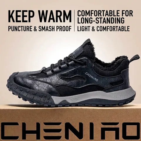 Men Safety Shoes Steel Toe Puncture Proof Microfiber Leather Canvas Work Boots Insulated Anti Slip Protection Sneakers