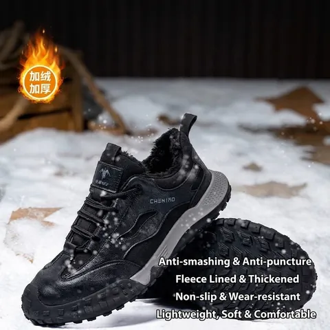 Men Safety Shoes Steel Toe Puncture Proof Microfiber Leather Canvas Work Boots Insulated Anti Slip Protection Sneakers