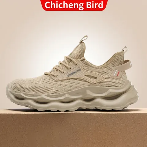 Men Safety Shoes Steel Toe Anti-Smash Puncture Proof Work Boots Breathable Lightweight Flyknit Industrial Construction Protective Footwear
