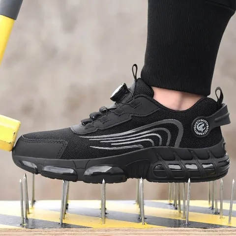 Steel Toe Safety Shoes Men Women Anti-Smashing Puncture Proof Work Sneakers Rotary Buckle Breathable Industrial Protective Footwear