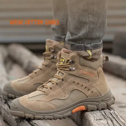 Herren Sicherheitsschuhe Arbeitsschuhe Stahlkappe Anti-Zertrümmern Durchstichfest Wildleder Leinwand High-top Warm Gefüttert Isolierte Schutzschuhe