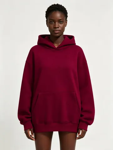 Sudadera con Capucha de Peso Pesado para Hombre Forro Polar Ajuste Holgado Color Sólido Hombros Caídos Bolsillo Canguro Top