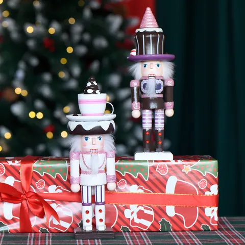 Wooden Nutcracker Ornaments Dessert Candy Themed Cake Ice Cream Figurine For Christmas Holiday Home Decoration Gifts