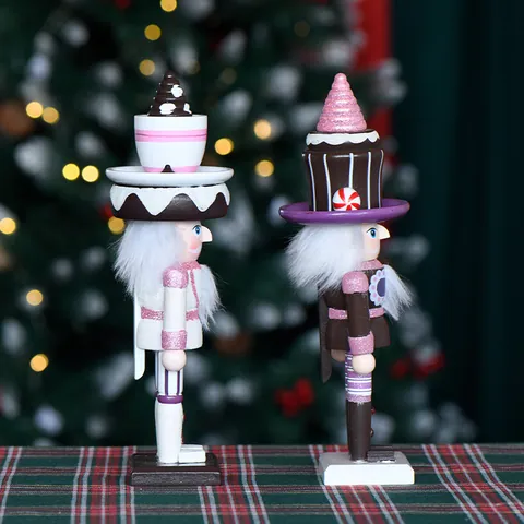 Wooden Nutcracker Ornaments Dessert Candy Themed Cake Ice Cream Figurine For Christmas Holiday Home Decoration Gifts